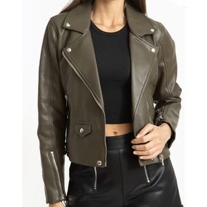 BLANKNYC Faux Leather Moto Jacket in Secret Meadow Size Medium NWT